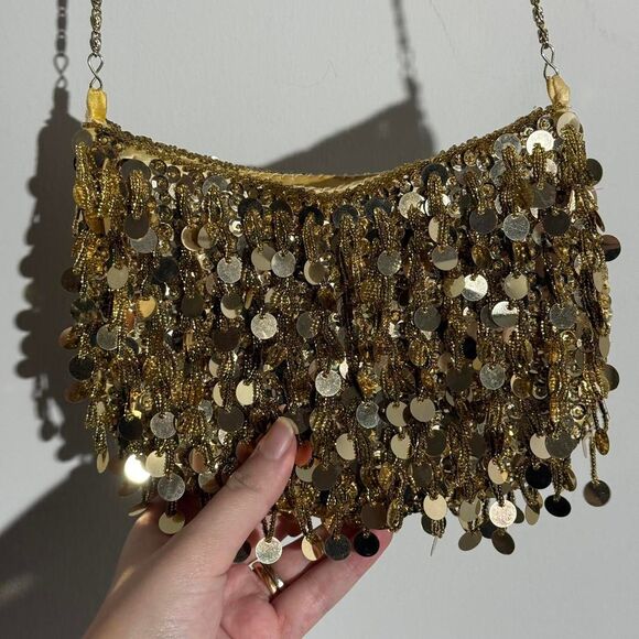 ✨ Vintage Gold Sequin Bag – Boho Glam Statement Piece ✨ - Picture 3 of 8